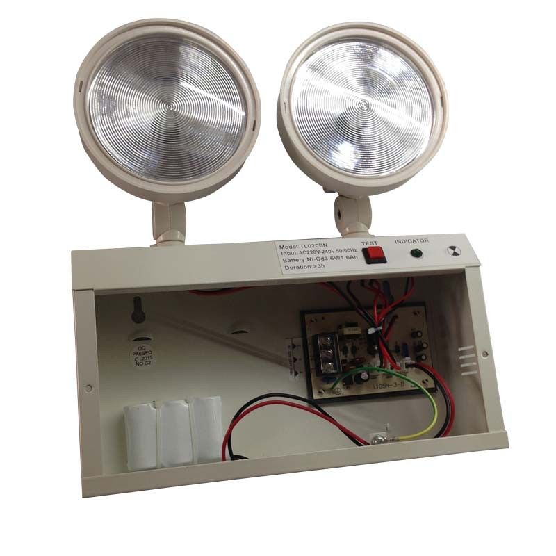 2W Twin Spot LED φώτα έκτακτης ανάγκης με ατσάλινο περίβλημα και μπαταρία Ni-Cd για διάρκεια 3 ωρών