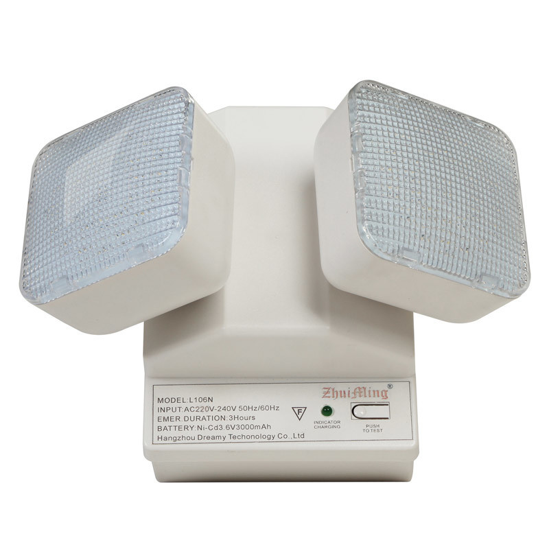 6W Twin Spot LED φως έκτακτης ανάγκης 6500K 3.6V 3.0Ah Ni-Cd μπαταρία PC κάλυψη IP20