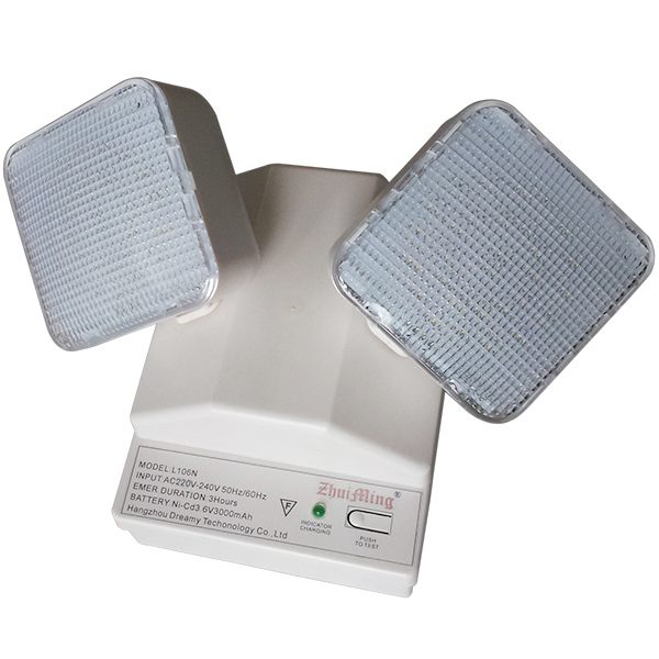 6W Twin Spot LED φως έκτακτης ανάγκης 6500K 3.6V 3.0Ah Ni-Cd μπαταρία PC κάλυψη IP20